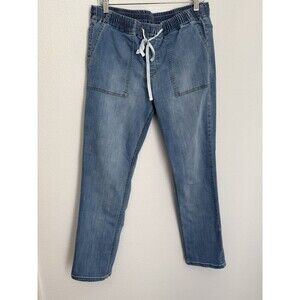 INC International Concepts Pull On Jeans Womens Size 10 Blue Denim Straight Leg